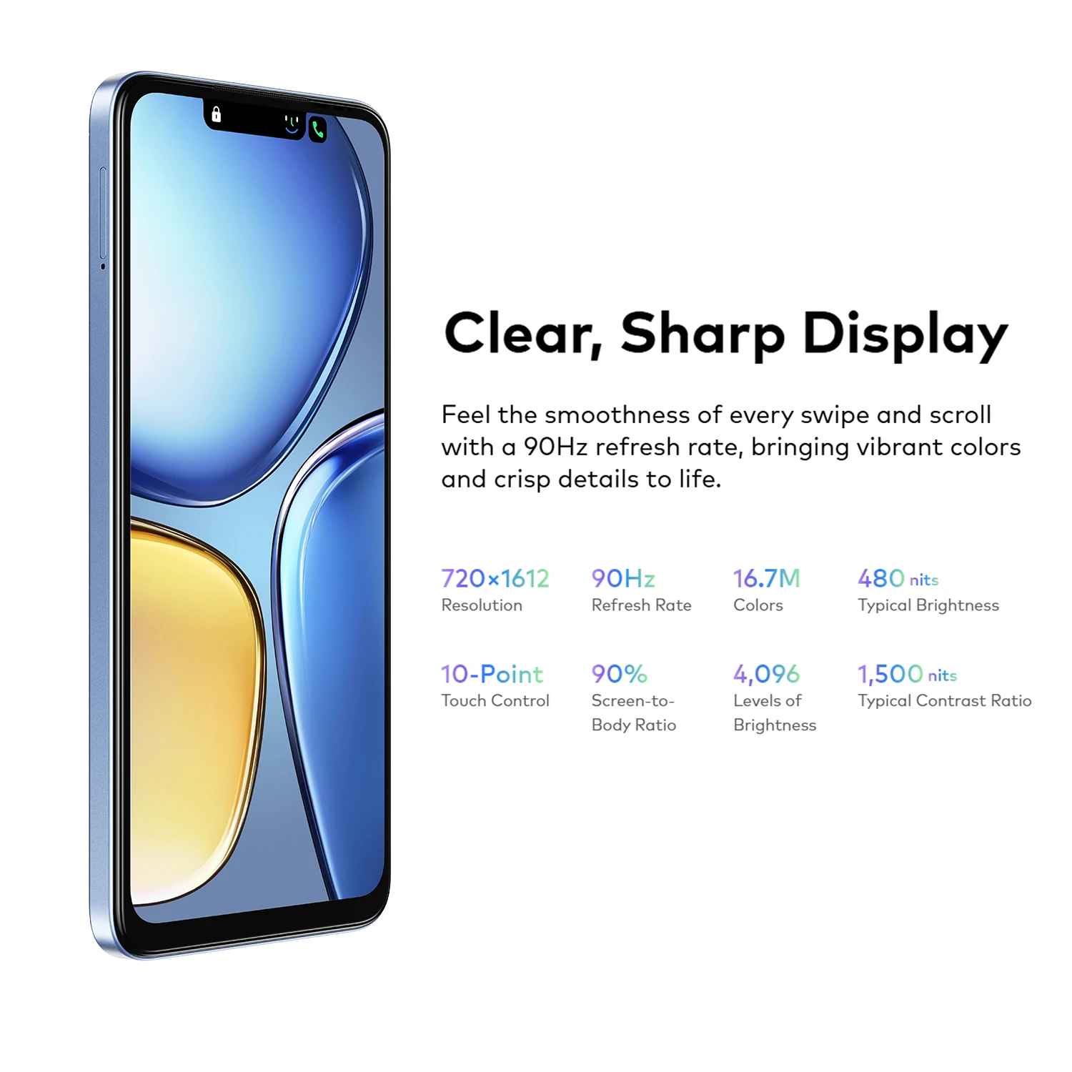 هاتف itel A90 ثنائي الشريحة، 6.6 بوصة 90 هرتز، 3 جيجابايت رام 128 جيجابايت، بطارية أندرويد 14، كاميرا 5000 مللي أمبير، كاميرا 13 ميجابكسل، ماسح بصمات الأصابع