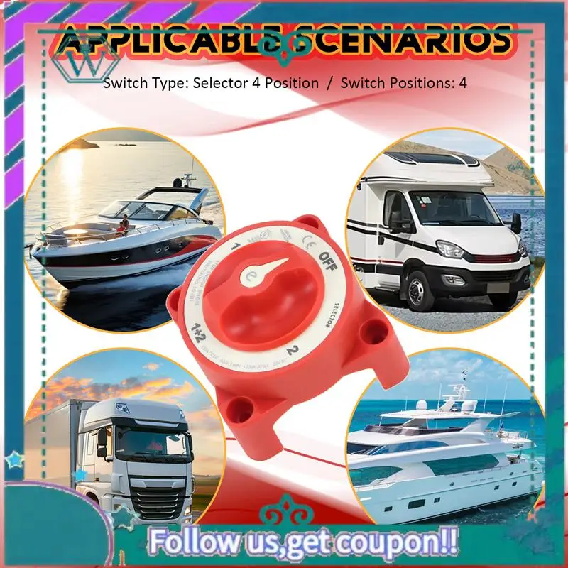 AA92-DC 32V 350A Battery Switch 4-Position Selector Marine Boat Battery Selector Switch Disconnect For Marine Boat