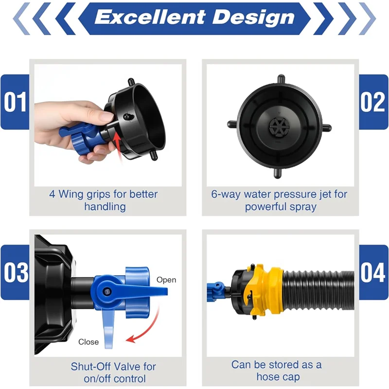 

M11K-RV Sewer Hose Rinse Cap& Shut Off Valve, Fits All 3" Sewer Bayonet Fittings For Water Flow For Garden Hose