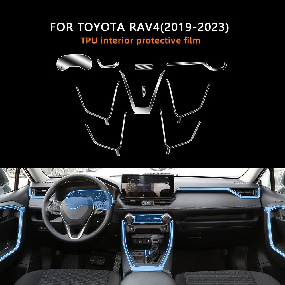 For TOYOTA RAV4 2019-2023 Car Interior Center Console Transparent TPU Protective Film Anti-scratch Repair Film Accessories Refit