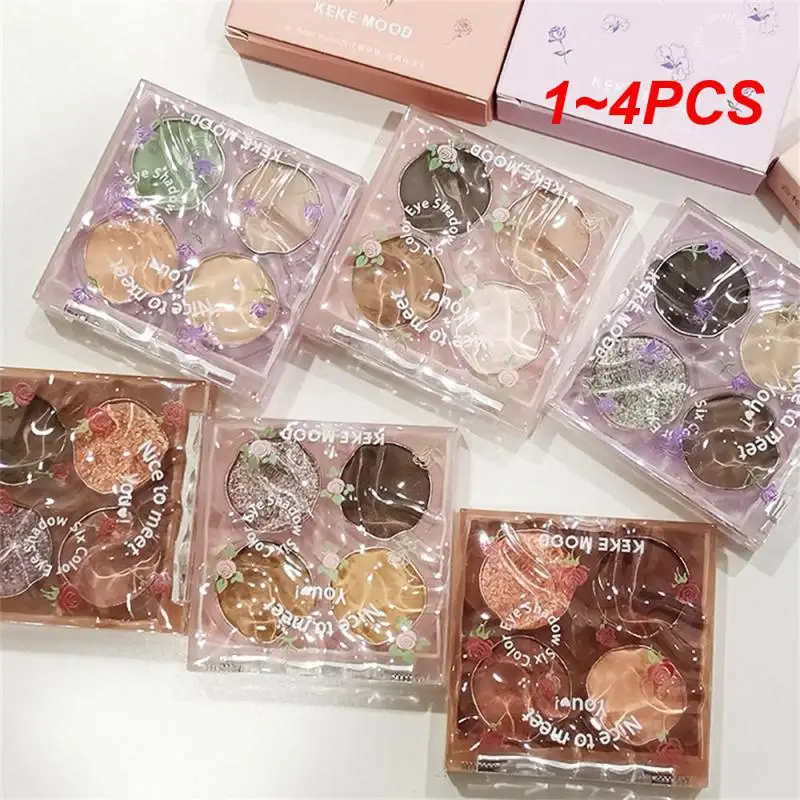 1~4PCS Four-color Daily Glowing Floral Eyeshadow Versatile Daily Makeup Trendy Scholar Earthly Subtle Natural Eyeshadow