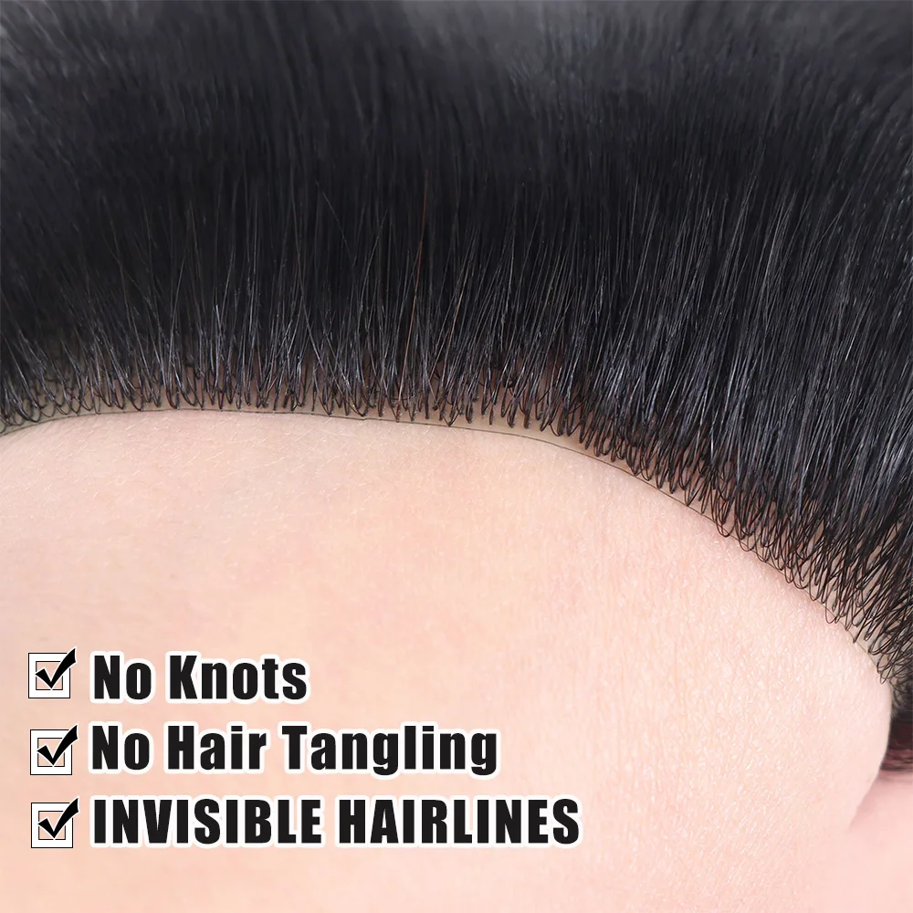 Natural Human Hair Forehead Hairline Toupee Men\'s Capillary Prosthesis Thin Skin Hairpiece Replacement System Remy Hair