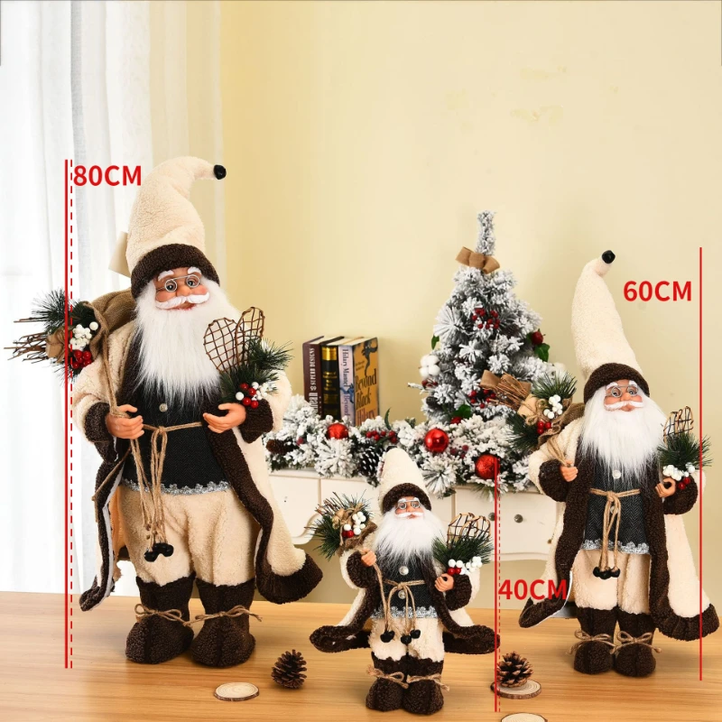

Home Party Decorations for Christmas 2025 40cm/60cm Plush Santa Claus Elk Snowman Bear Pendant Ornaments