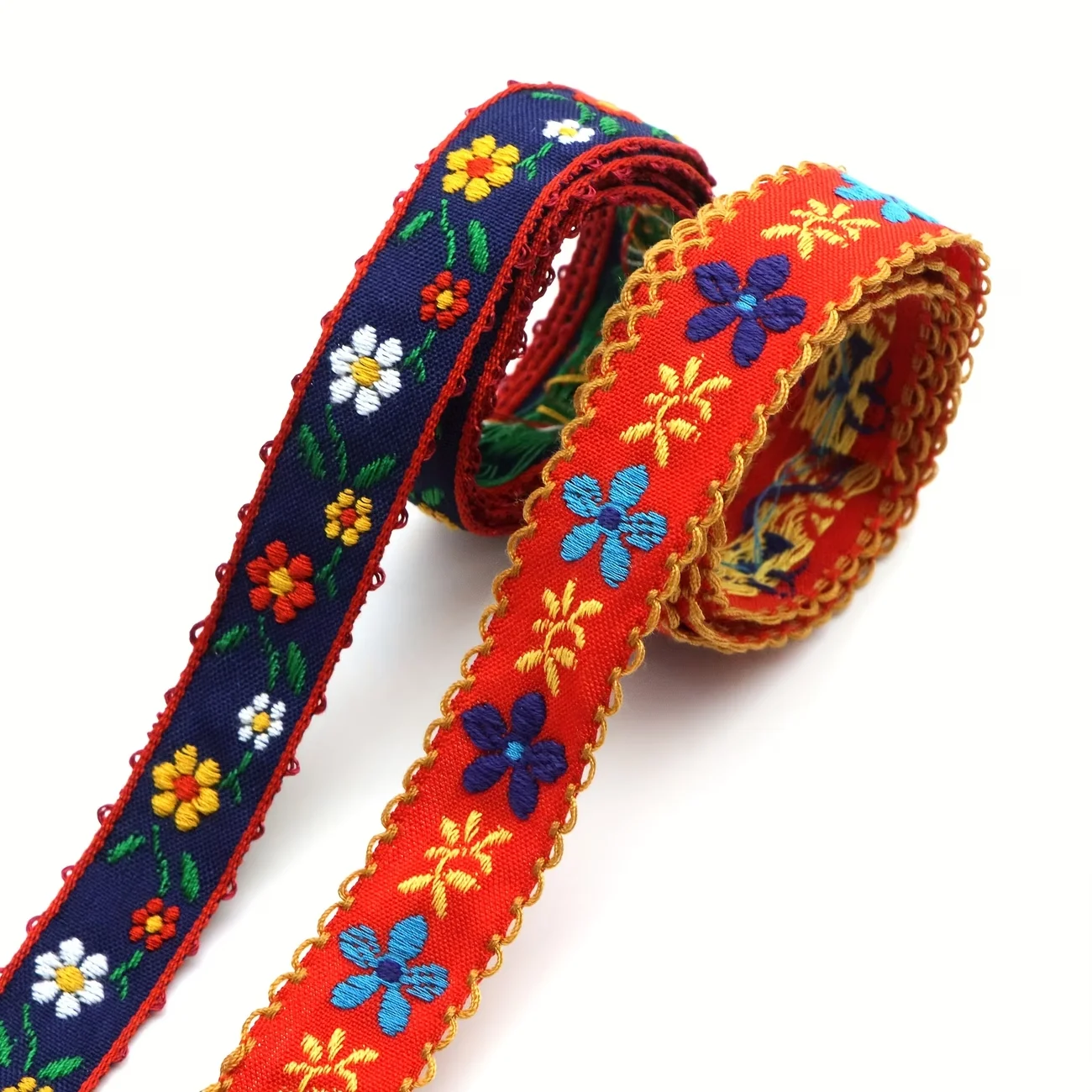 10 Yard  20mm Wide Floral Jacquard Ribbon Flower Embroidered Polyester Woven Webbing Tape for DIY Sewing Crafts，Clothing