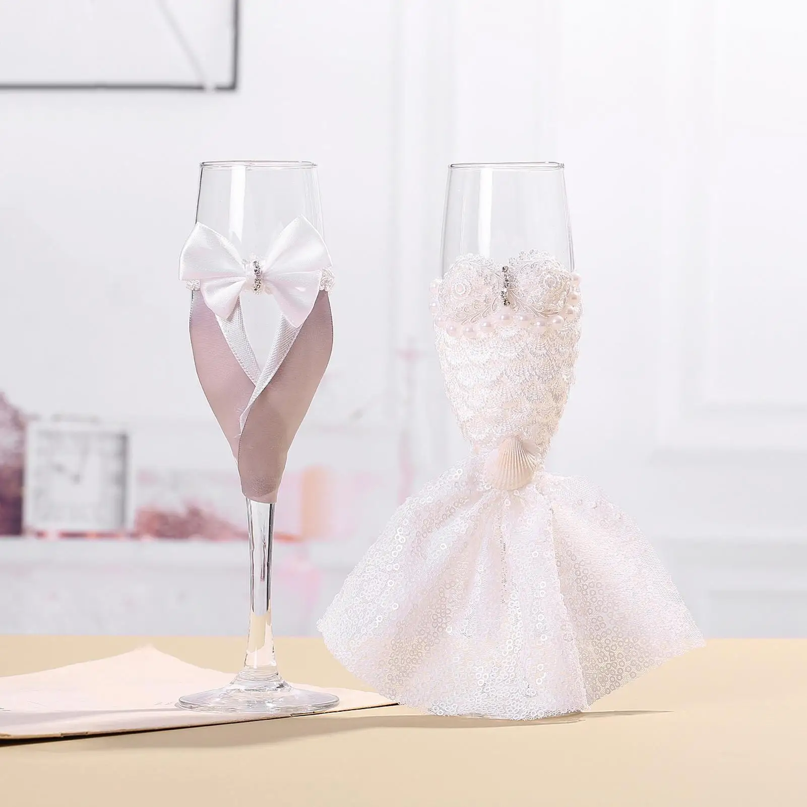 Bride And Groom Champagne Glasses 1 Pair Clear Bride And Groom Design Home Decor Champagne Flutes Set For Honeymoon