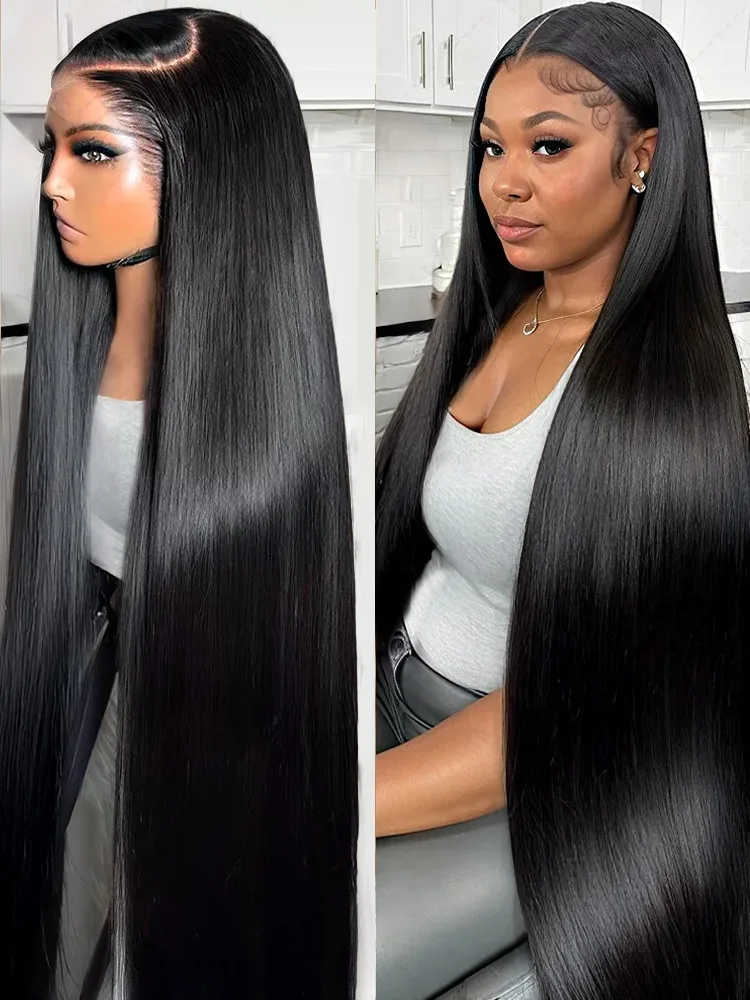 30 40 Inch 13x4 HD Transparent Lace Frontal Human Hair Wigs Bone Straight 13x6 Lace Front 5x5 Closure Glueless Wig Ready to Wear