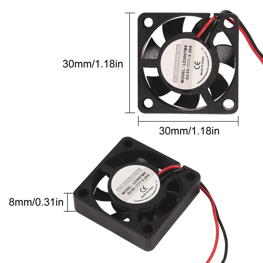 1Pcs 3007 3D Printer Mini Cooling Fan 30x30x7mm DC 5V Brushless Black / Transparent Fan for 3D Printer Raspberry Pi Model 3 B+