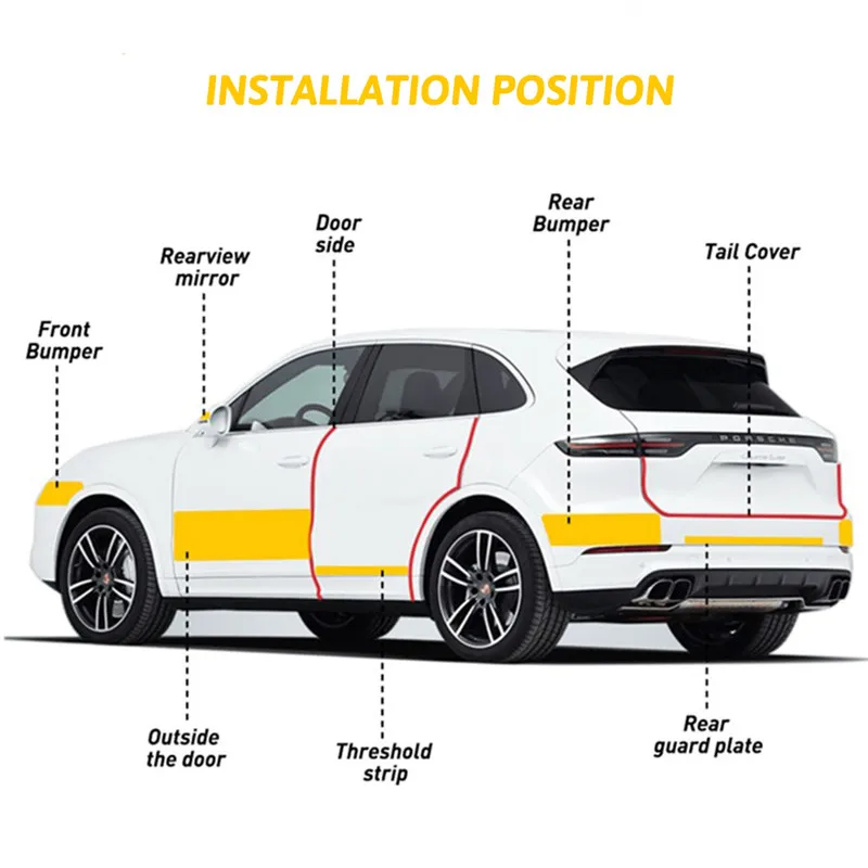 

3M Universal 5D Car Door Sill Transparent Carbon Fiber Stickers Anti-Collision Scuff Protection Film For Audi BMW Toyota VW Ford
