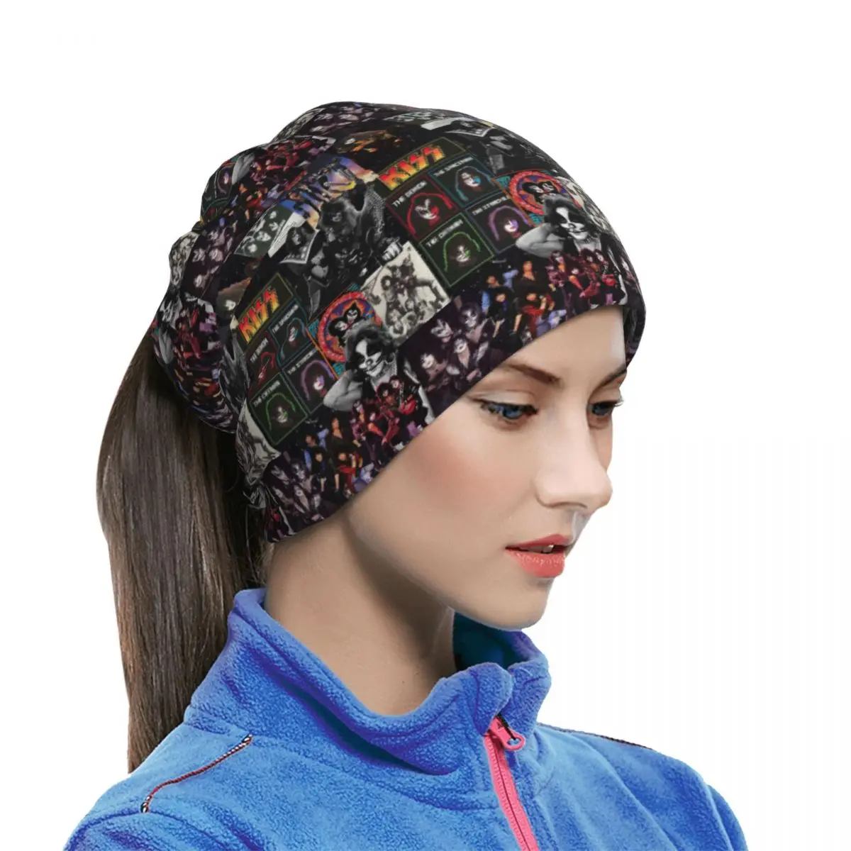 Heavy Metal Rock Music Band Kiss Multifunctional Elastic Neck Gaiter Wind Proof Face Cover Bandana Unisex for Motorcycle Fishing