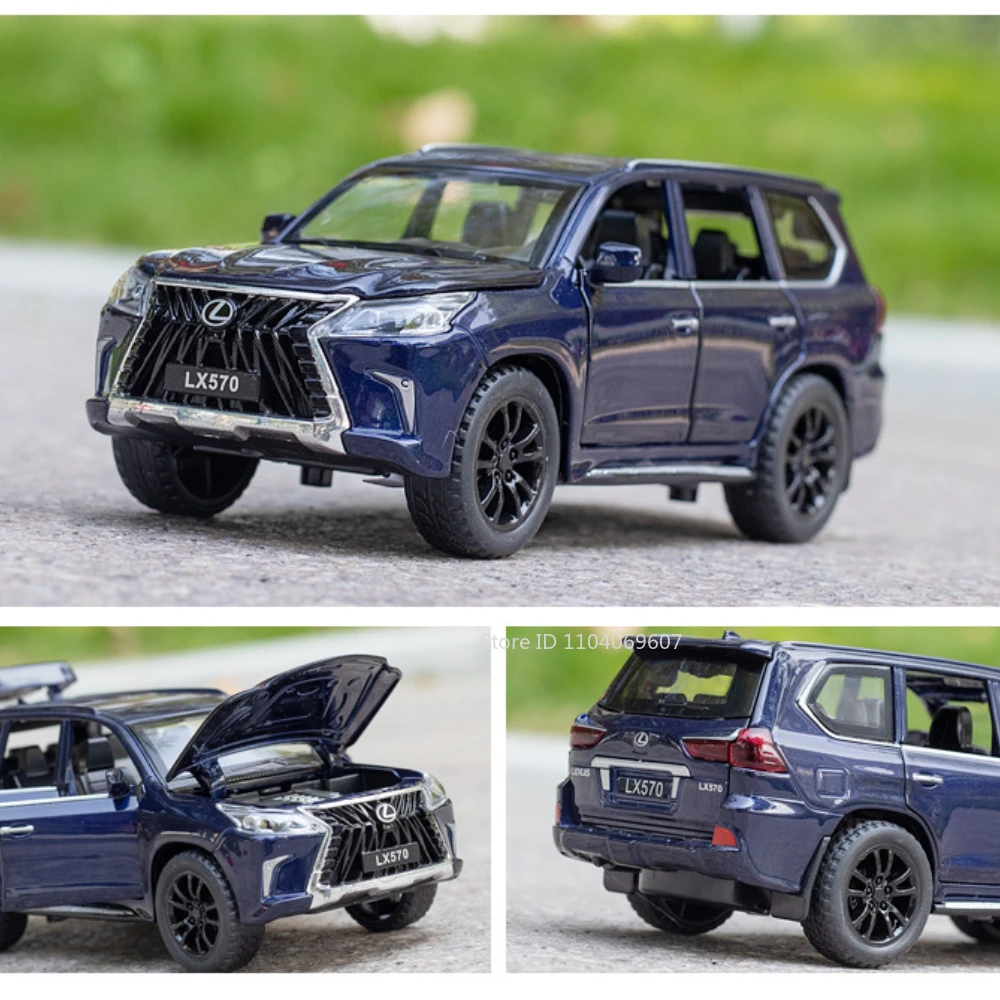 1:32 LX570 Model Speelgoedauto's Legering Diecast LM300H MPV Geluid Licht Trek 6 Deuren Geopend Rubberen Banden Prachtige Ornament Modellen