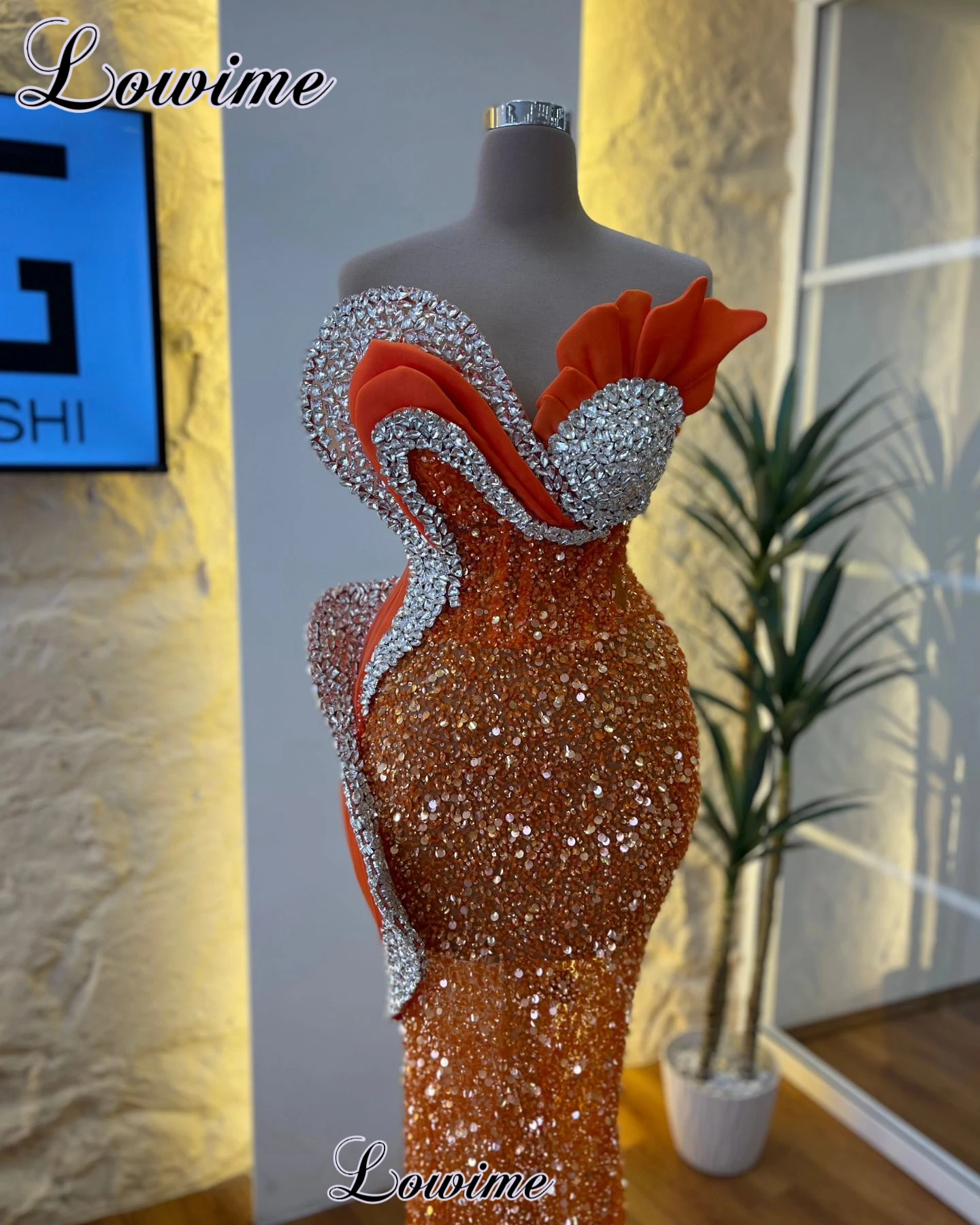 Special Orange Cocktail Dresses Mermaid Sweetheart Prom Dresses With Crystals Vestidos De Cóctel Birthday Party Gowns Custom