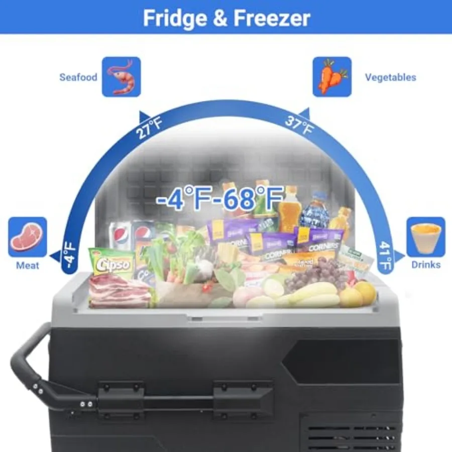 ثلاجة سيارة محمولة سعة 68 لترًا سعة 65 لترًا مع مصدر طاقة 12/24 فولت تيار مستمر، تصميم فتح غطاء ثنائي الاتجاه، سلة قابلة للإزالة، عجلات متكاملة #2