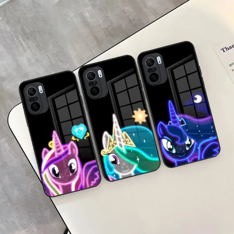 My LittleS P-PonyS Phone Case Glass For Xiaomi 13 11 11T 12X 10 12Pro Lite Poco F3 Redmi Note 10 9 8 Pro 9T 9A X3Pro Coque