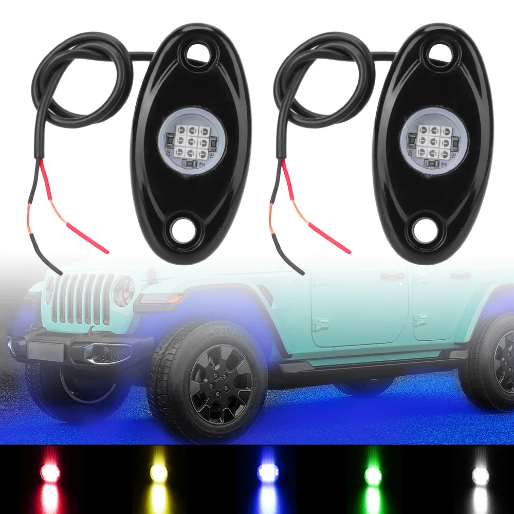 

Waterproof 1 Pair LED Rock Lights 5 Colors For Jeep Atv Suv Offroad Car Truck Yacht Underbody Glow Trail Rig Lamp