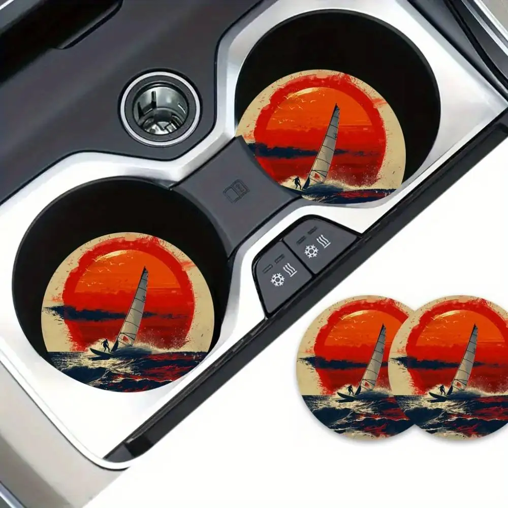 Vintage Sailing & Surf EVA Car Coasters Car & Home Decor Unique Gift