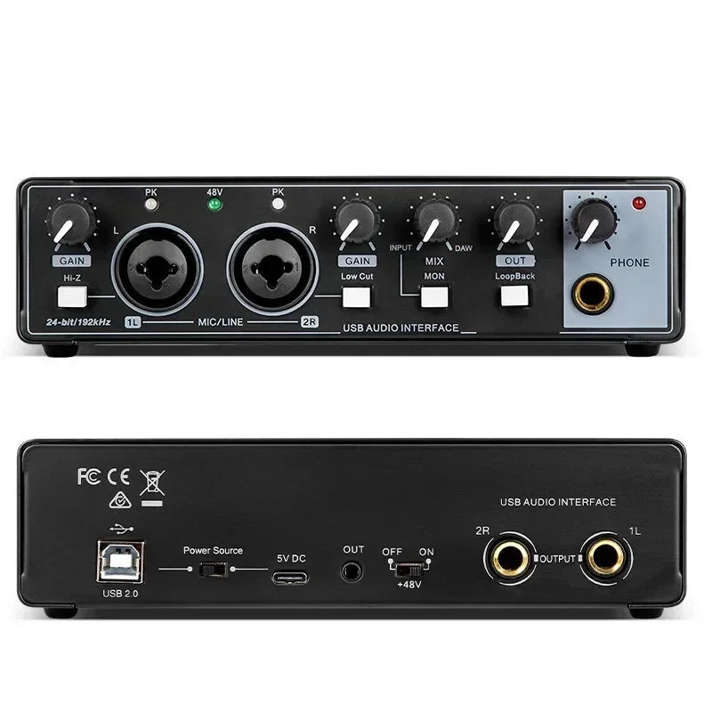 Audio-interface Depusheng MD22 USB 3.0 geluidskaart met monitoring elektrische gitaar live-opname voor studio zingen micro