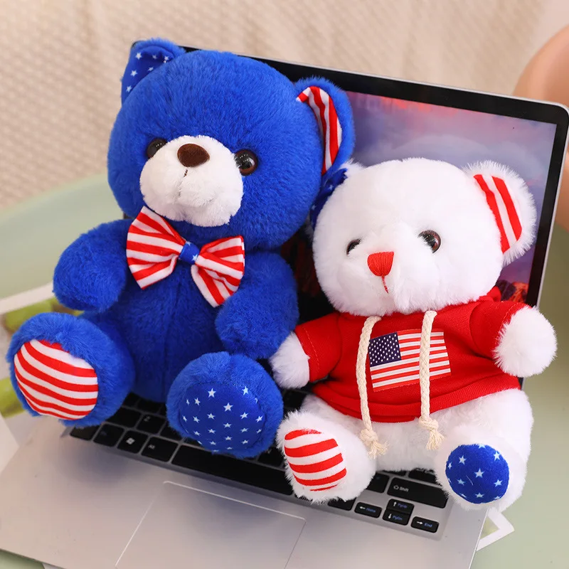 

Cute Flag Bear Cross border Plush Toy Star and Striped Sweater Embrace Baby's Birthday Surprise Declaration Day Selected Gift