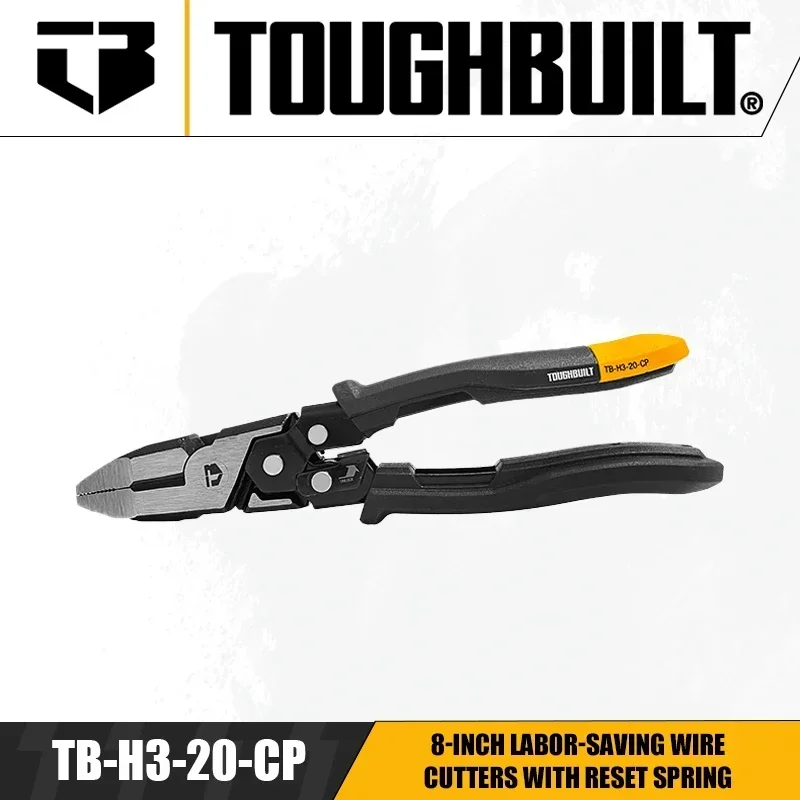 TOUGHBUILT TB-H3-20-CP 8-inch Labor-saving Wire Cutters with Reset Spring Hand Tools