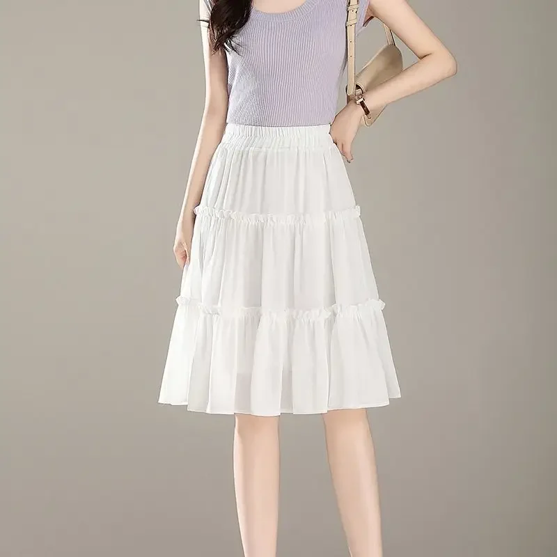 Women's Skirt Midi Patchwork Black Female Skirts High Waist New in Y2k Vintage Clothing Trend 2025 V Korean Style Quality Cheap