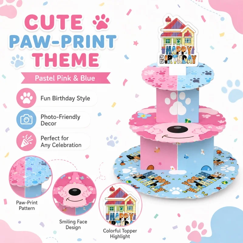 Suministros para Fiesta de Cumpleaños con Temática de Perro Azul, Bandeja de Picnic Portátil de Dibujos Animados, Set de Decoración para Celebraciones al Aire Libre, Vajilla Temática