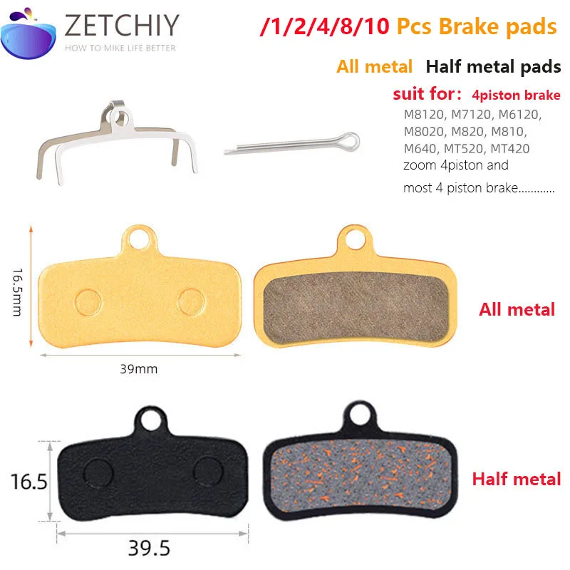 1/2/4/8/10pcs 4 Piston Hydraulic Bicycle Brake Pads for ZOOM HB876 D02S XT M9020 M8020 Saint M640 M800 M810 M820 M520 M420 876