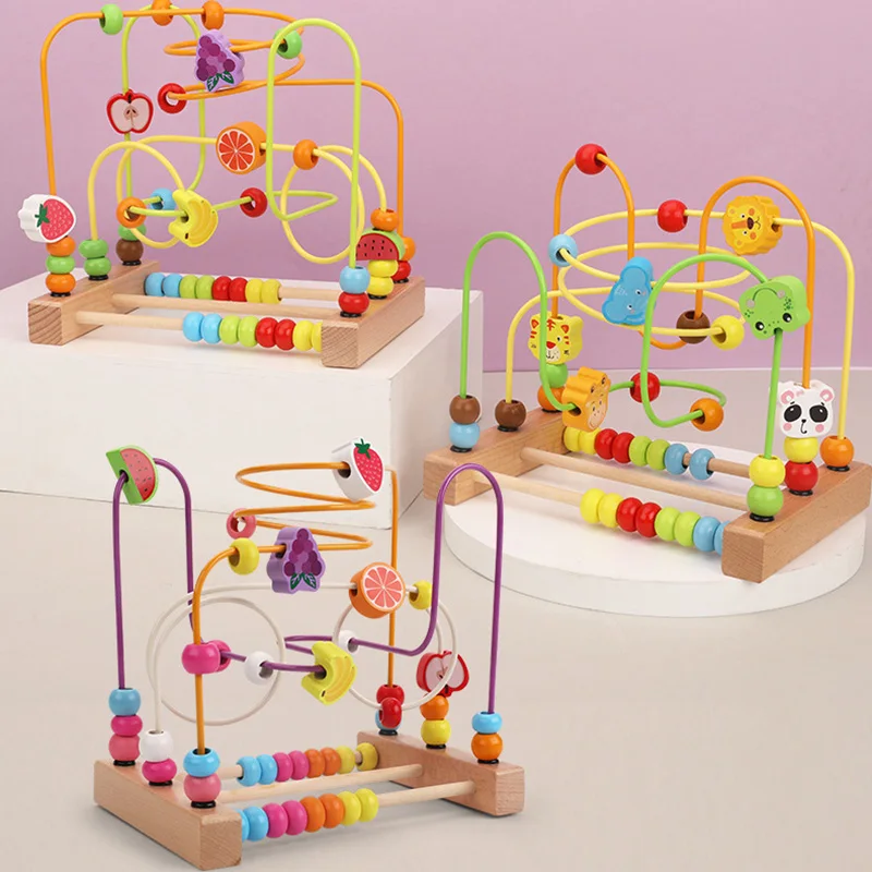 Baby Wooden Toys for 6 12 Months Kids Bead Maze Activity Cube Montessori Roller Coaster Developmental Learning Educational Toys