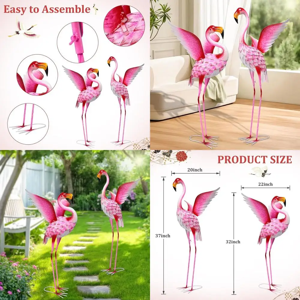 

Pair of Large Outdoor Flamingo Statues for Yard, Patio, and Pond Décor