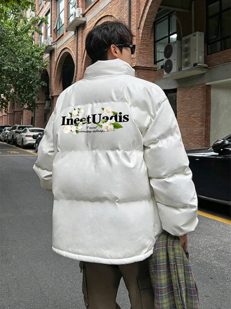 

Мужская утепленная куртка-пуховик из искусственной кожи с хлопковой подкладкой, молодежная модная зимняя верхняя одежда, повседневная, на молнии