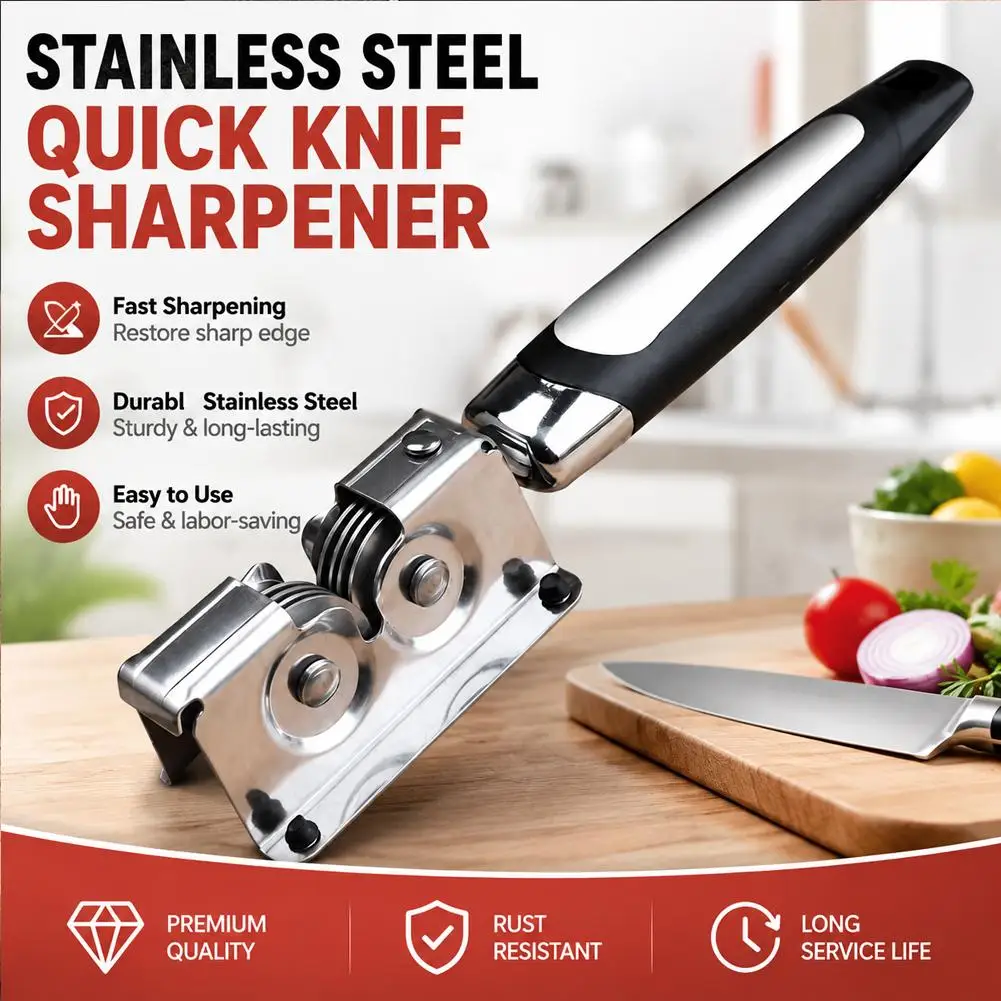 Knife Sharpener Kitchen Rotating Steel Wheel Sharpening Discs Manual Scissors Blade Grinder Ergonomic Stone Home Chef Tool