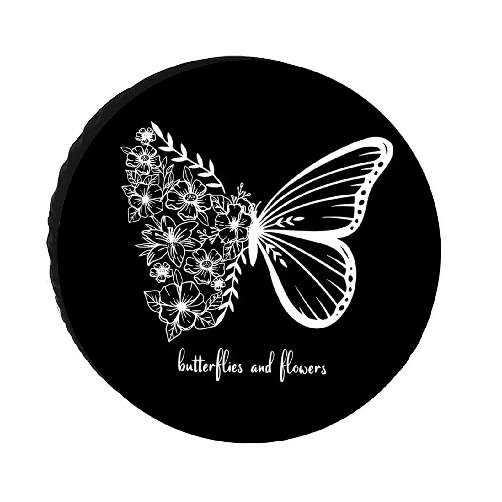 Flower And Butterfly Pattern, Stylish Tire Cover And Spare Tire Cover, Available In Multiple Styles And Sizes To Fit Most Vehicl