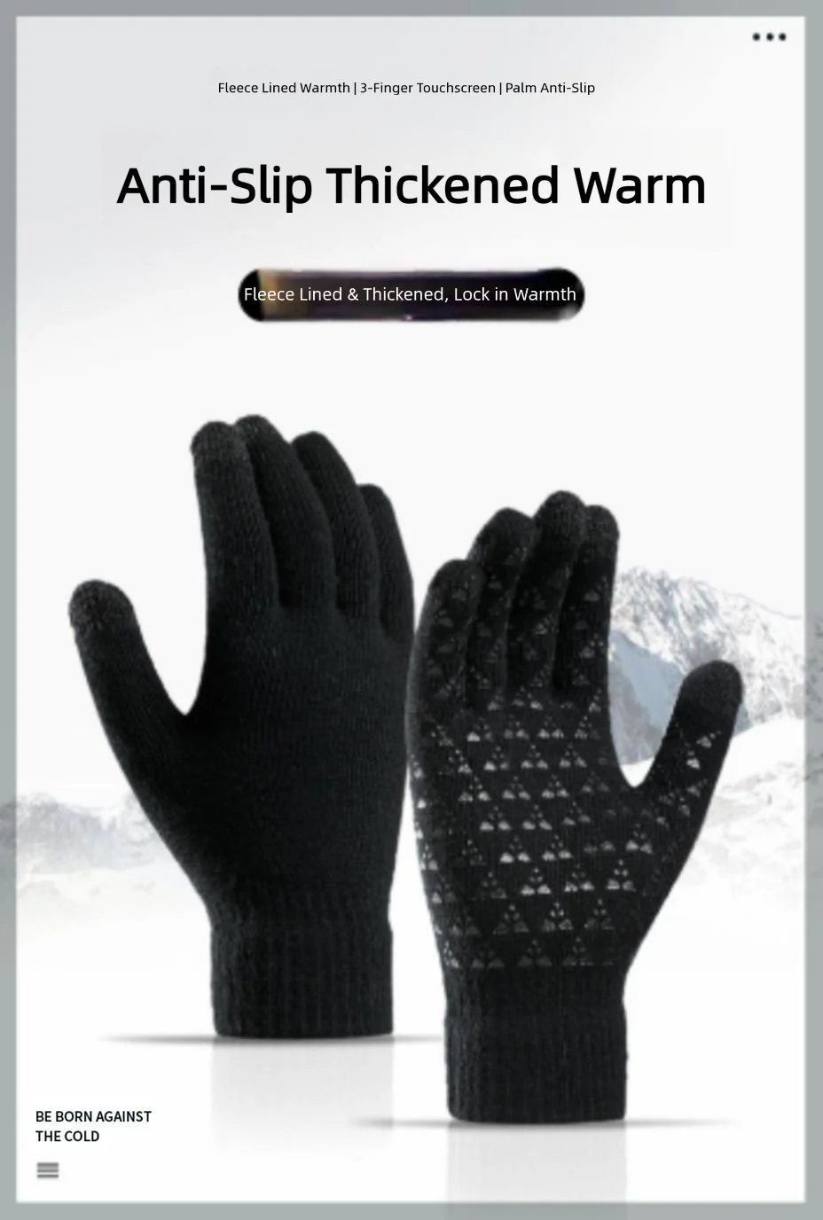 Winter Touchscreen Gloves for Men, Thermal Knitted Gloves with Non-Slip Grip for Cycling & Phone Use