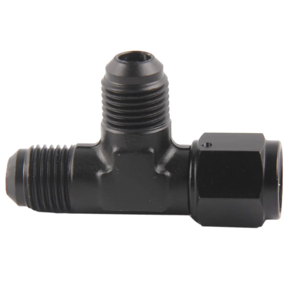 Aluminum Flare Tee Fitting  AN6 AN8 AN10 Male With 6 8 10 AN Female Swivel On Side Adaptor Black