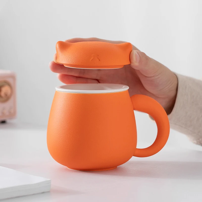 

Chinese Style Cartoon Ceramic Cat Mug, Home Personal Office Creative Filtered Tea Water Separation,, Milk Coffee Cup, 400ml, 1Pc