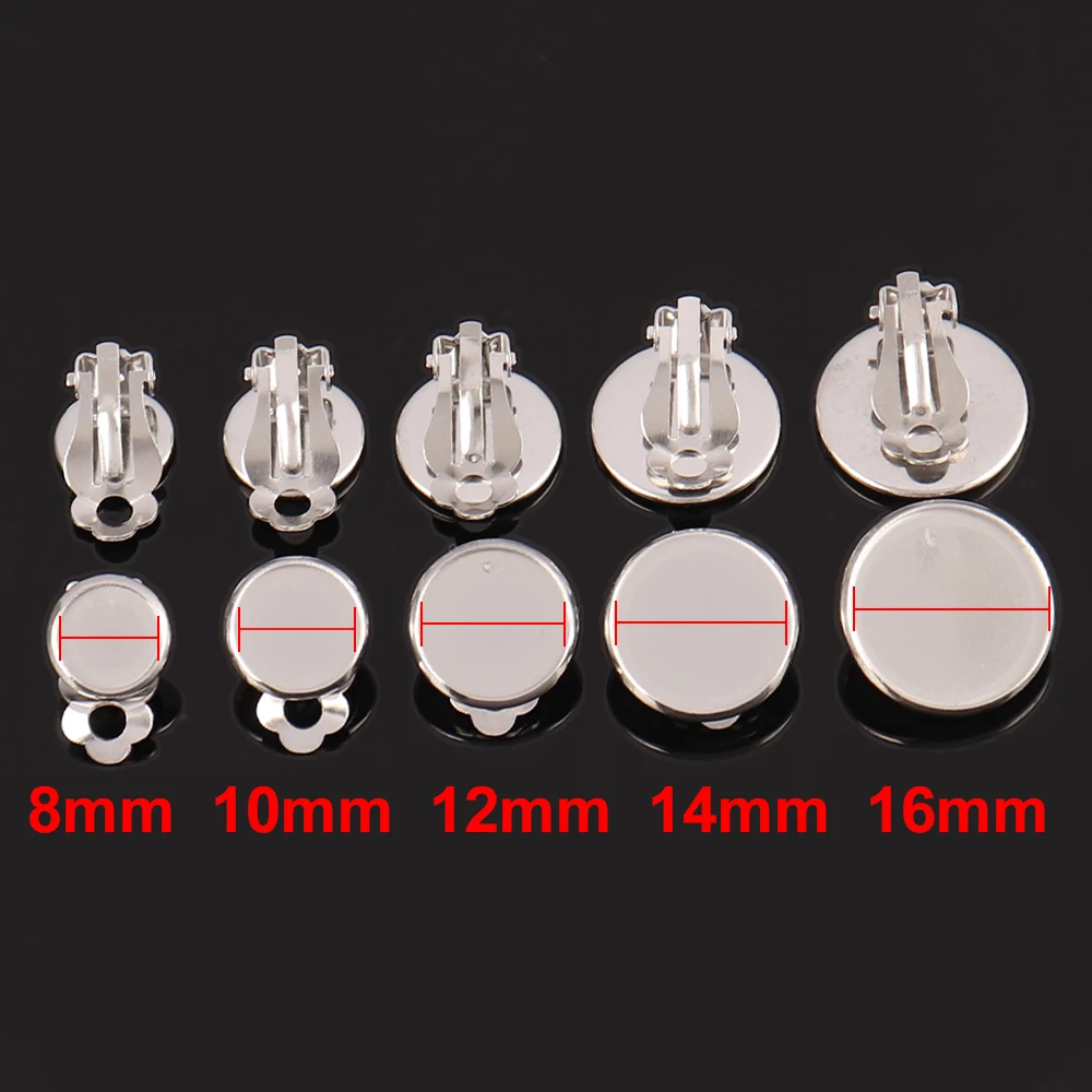 10Pcs Gold Stainless Steel Ear Clip Blank Base Cabochon Cameo Bezel Tray Earrings Setting for DIY Jewelry Making Accessories DIY image 2