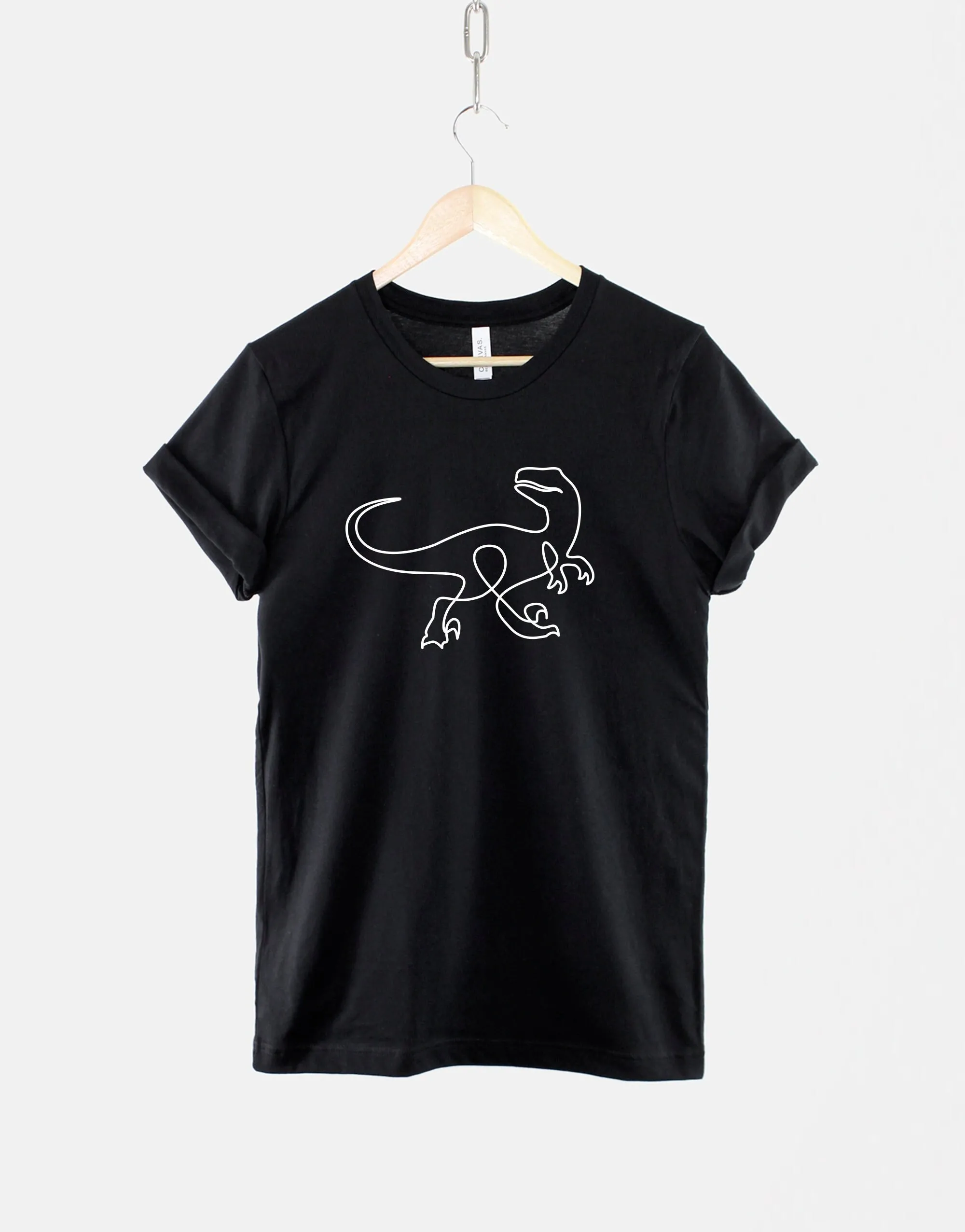 Raptor T Shirt Dinosaur Velociraptor Mens Minimal Jurassic Print