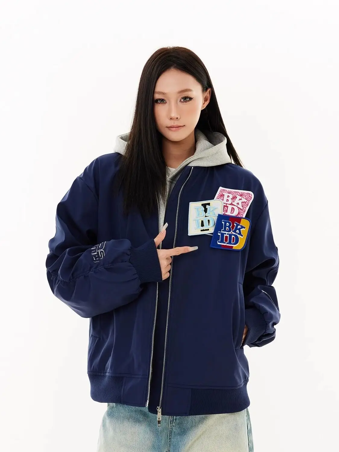 

plus Size 300 Pou Fat MM Embroidered Baseball Jaet Women's Autumn Winter Versatile Design Sense Jaet Top Korean Sle ...