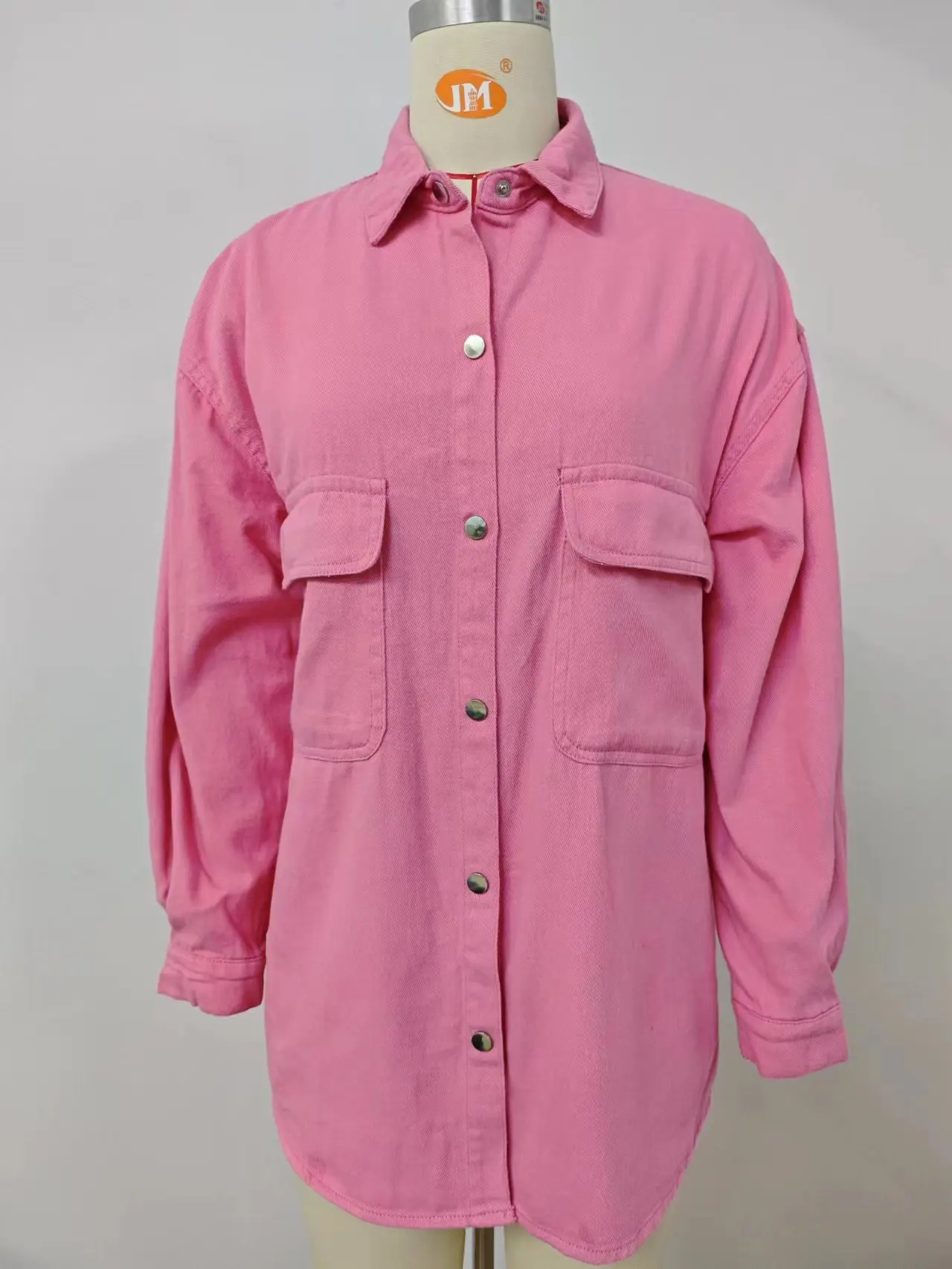 Frauen Denim Shirt Top Vintage Oberhemd Gewaschenes Revers Volle Hülse Taschen Einreiher 2025, Oberbekleidung Weibliche Bluse Streetwear