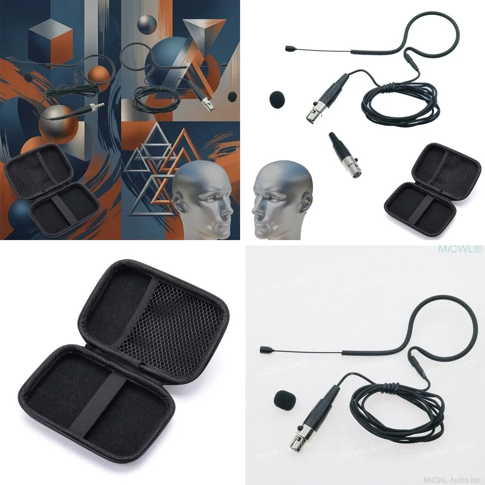Micrófono Profesional de Diadema Negro MX153 para Auriculares Shure, Sennheiser, AKG, Samson, 4 Pines, 3 Pines, XLR, 3.5mm con Estuche con Cierre
