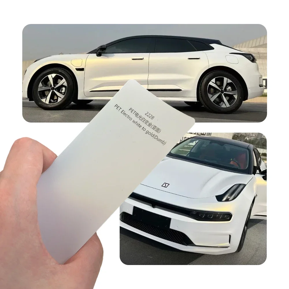 Matte Electro White to Gold Color Changing Car Wrap Vinyl PVC PET Auto Body Sticker 1.52x18M Full Paint Protection Film Roll