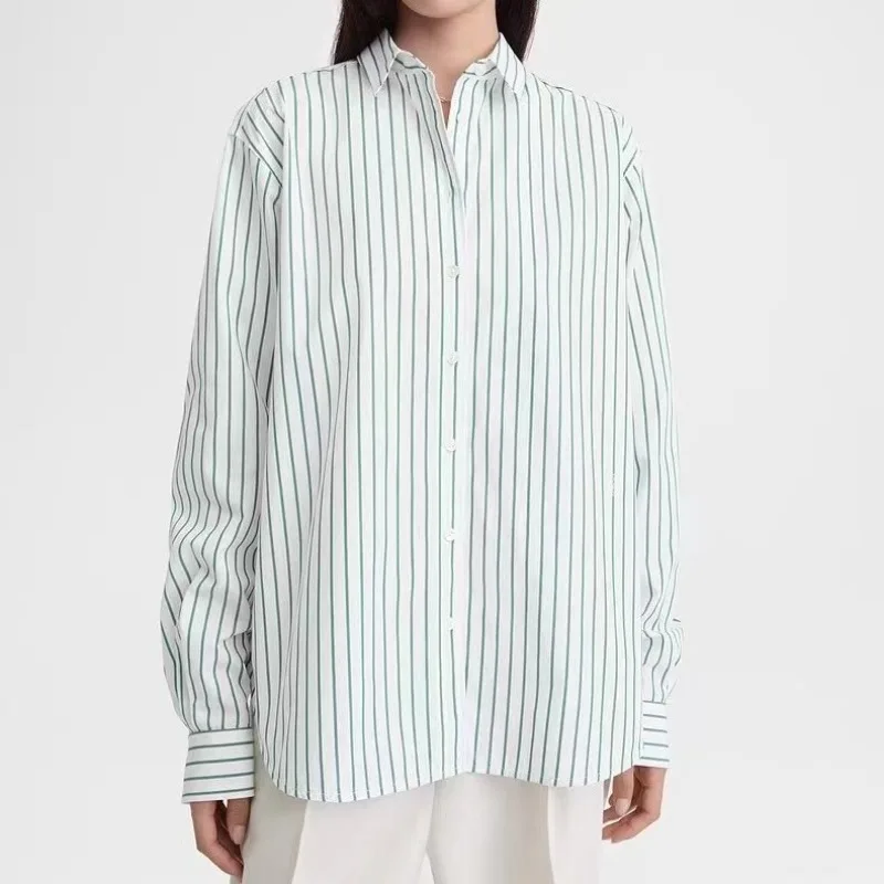 TT@ LUXURY Striped Shirt for Women in Early Autumn of 2024, Striped Embroidered Shirt, Nordic Commuting Style