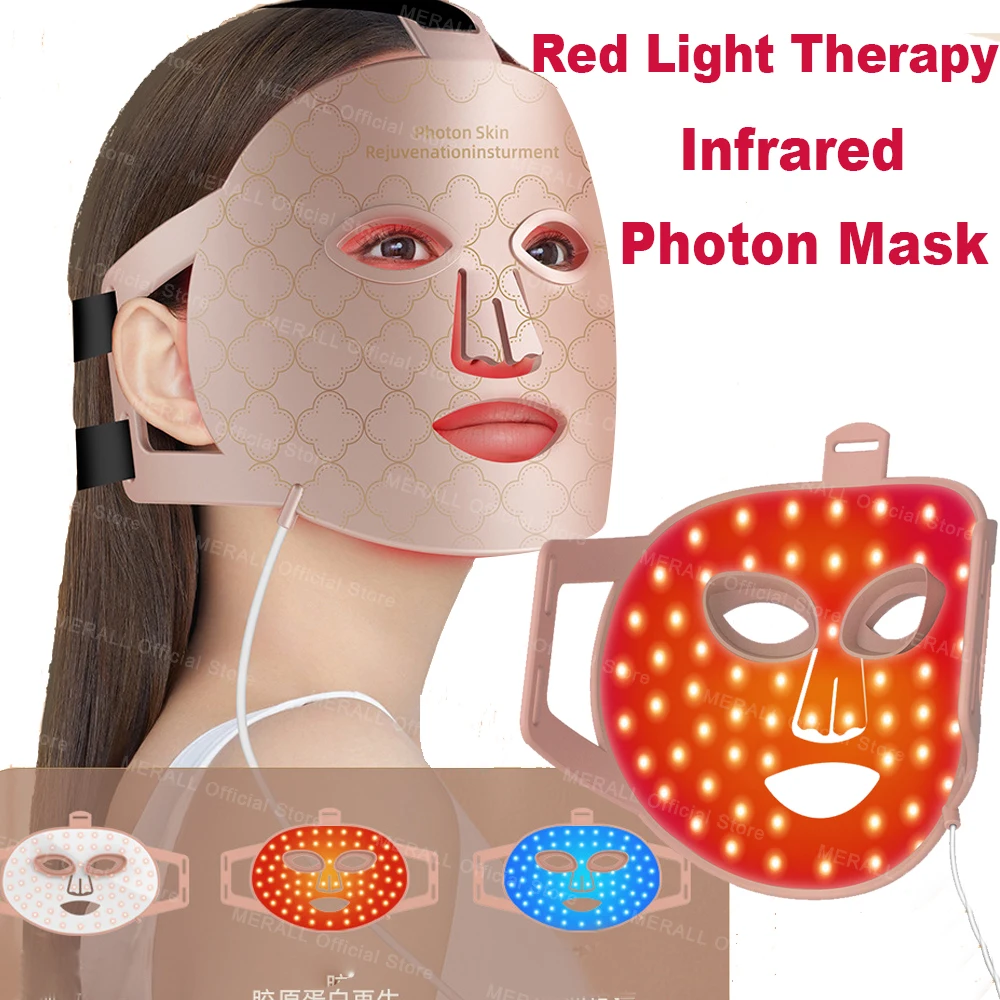 Red Led Light Therapy Infrared LED Face Skin Care Mask Skin Face Beauty Mask Anti Acne Wrinkle Rejuvenation Photon Mask IPX7 New