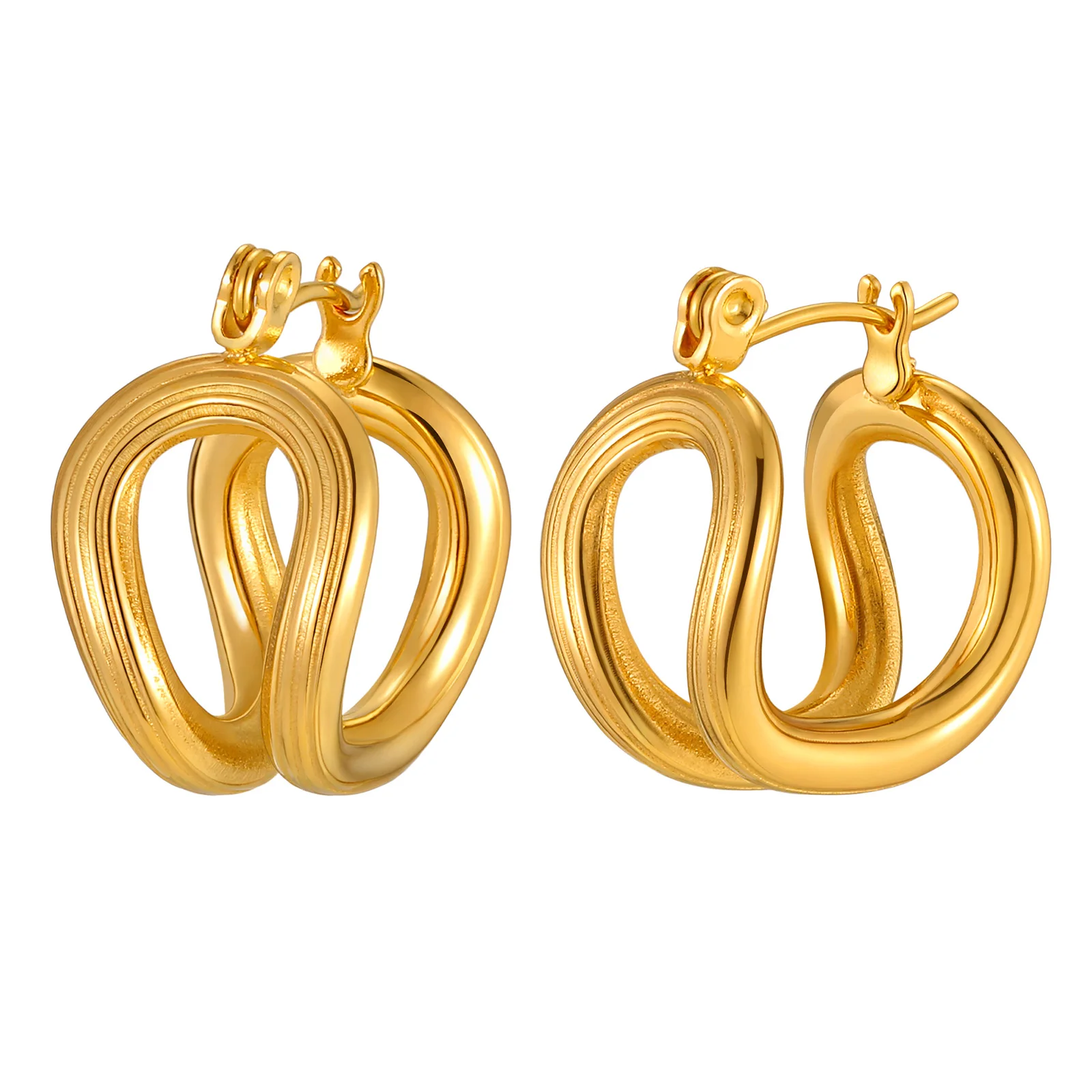 

Stainless Steel Geometric Statement Hollow Hoop Earrings, Stylish Fashion Dainty Golden Jewelry for Women Wife Mom