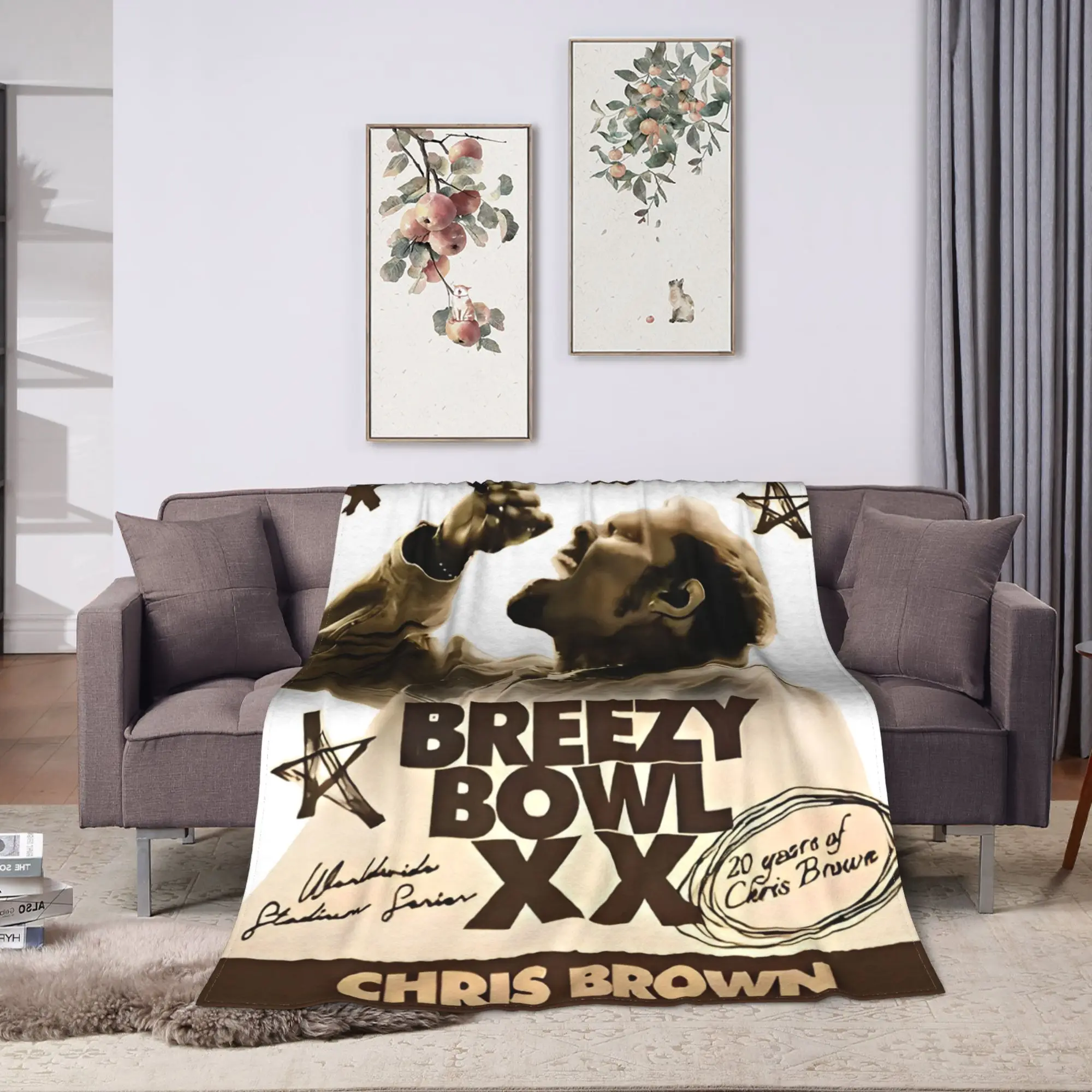 Chris Brown Breezy Bowl XX Flannel Blankets Warm Soft Throw Blanket for Outdoor Airplane Travel Fashion Bedspread Sofa Bed Cover