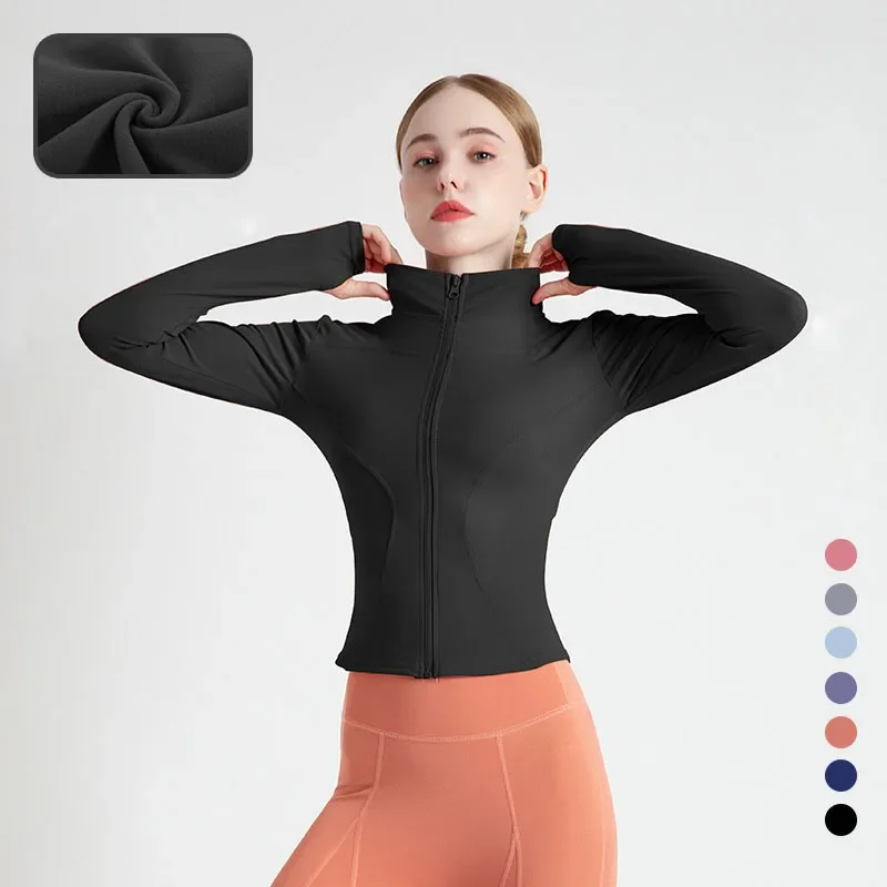 Long Sleeve Yoga Sport Jacket Women's Zipper Fitness Yoga clothing Winter Warm Slim Top Sportswear Running  Fitness Cycling Coat