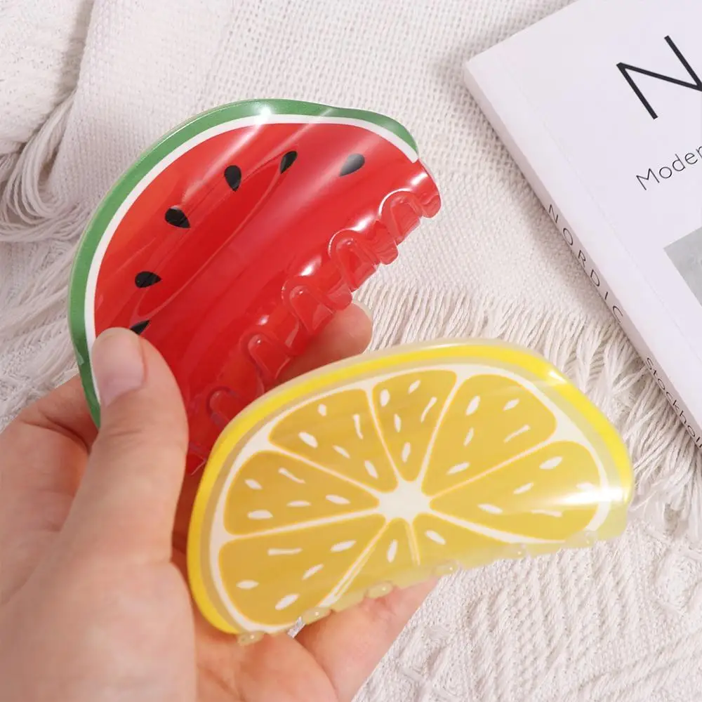 Pinza de Pelo con Forma de Fruta, Limón, Fresa, Kiwi, Pitahaya, Sandía, Pinzas de Pelo Coreanas para Mujer, Pinza de Tiburón, Pinza de Pelo con Frutas