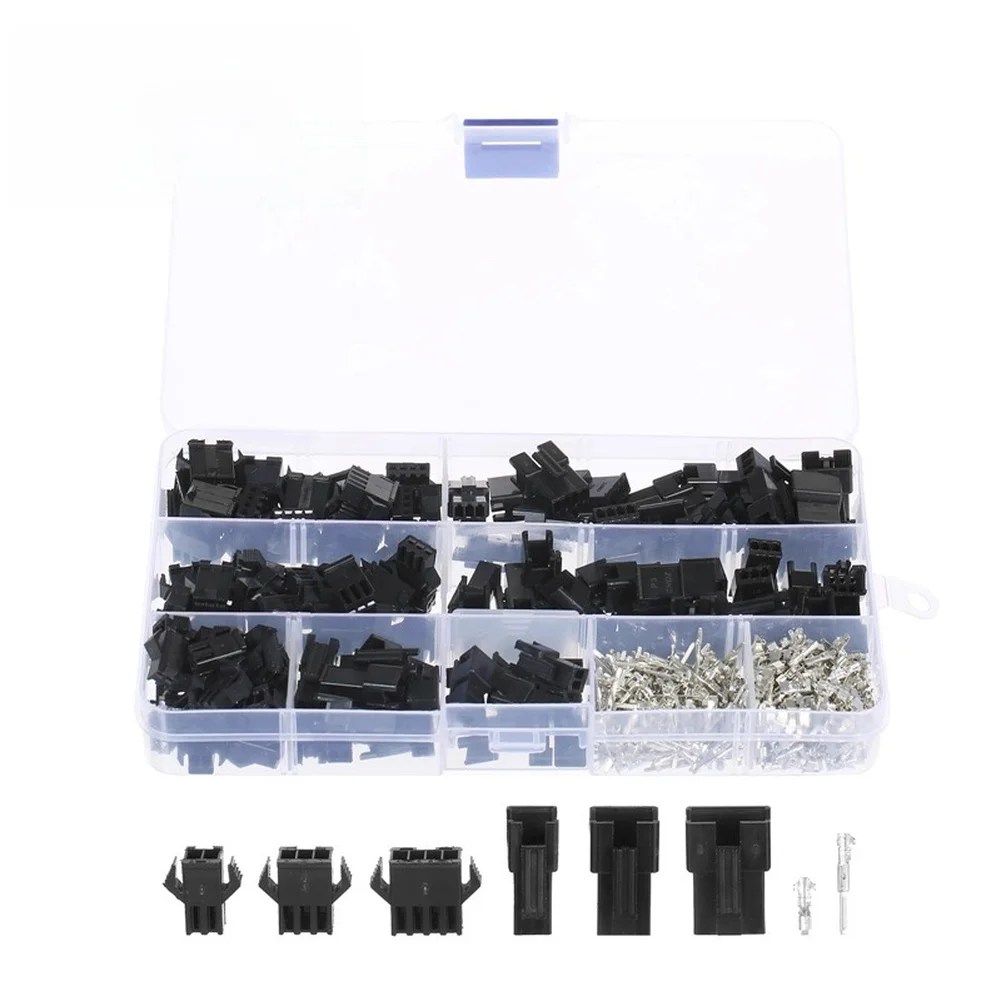 480PCS SM Electrical Connector Kit 2.54mm Pitch 2P 3P 4P Terminal Assortment ABS Nylon Housing For Wire Cable Soldering Projects
