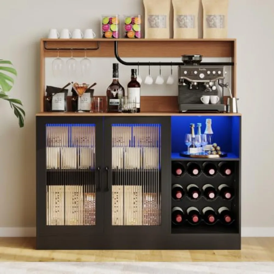 Wine Bar Cabinet with Glass Holder and Wine Rack