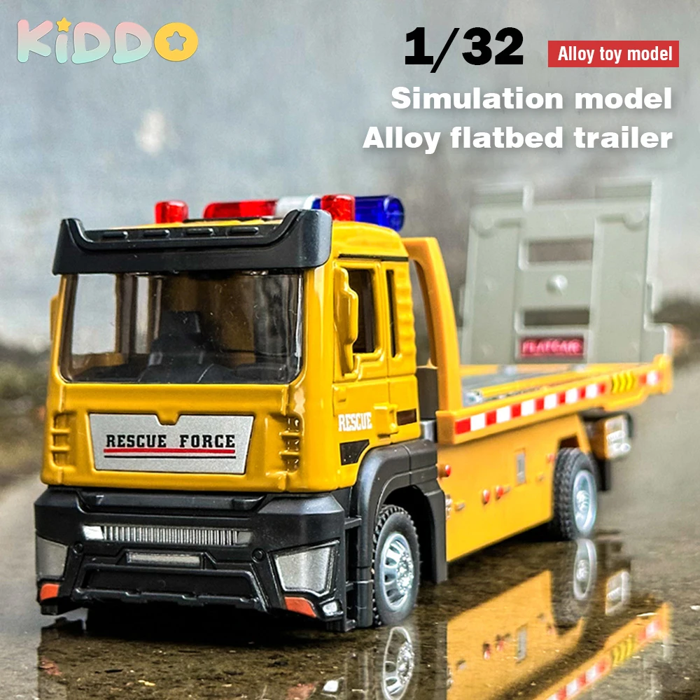 

1/32 Flatbed Trailer Simulation Truck Model Diecast Alloy Sound Light Construck Vehicle Truck Car Engineering Vehicle Gifts