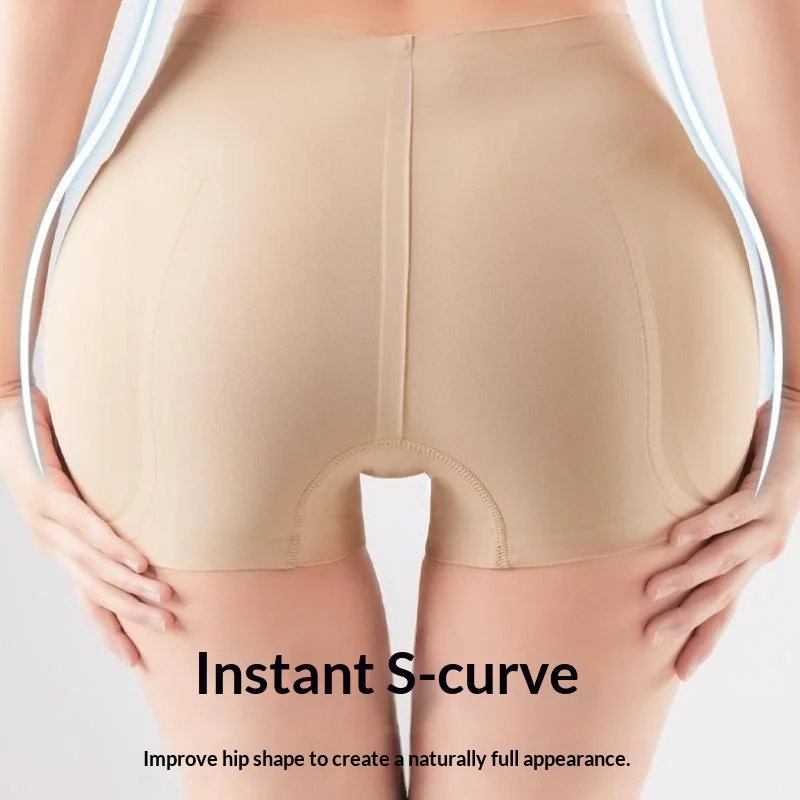Gepolsterte High-Waist-Shorts, Po-Former, Po-Lifting-Höschen, Bauchkontrolle, Body Shaper mit Po-Pads, Shapewear – Detail 3