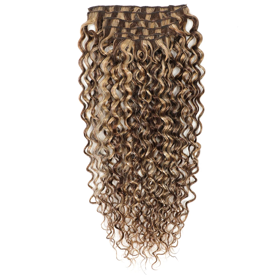 Ocgk clipe de onda de água em extensões de cabelo cabelo humano 6 pçs/set remy grampo de cabelo natural em extensões de cabelo humano cabelo molhado e ondulado